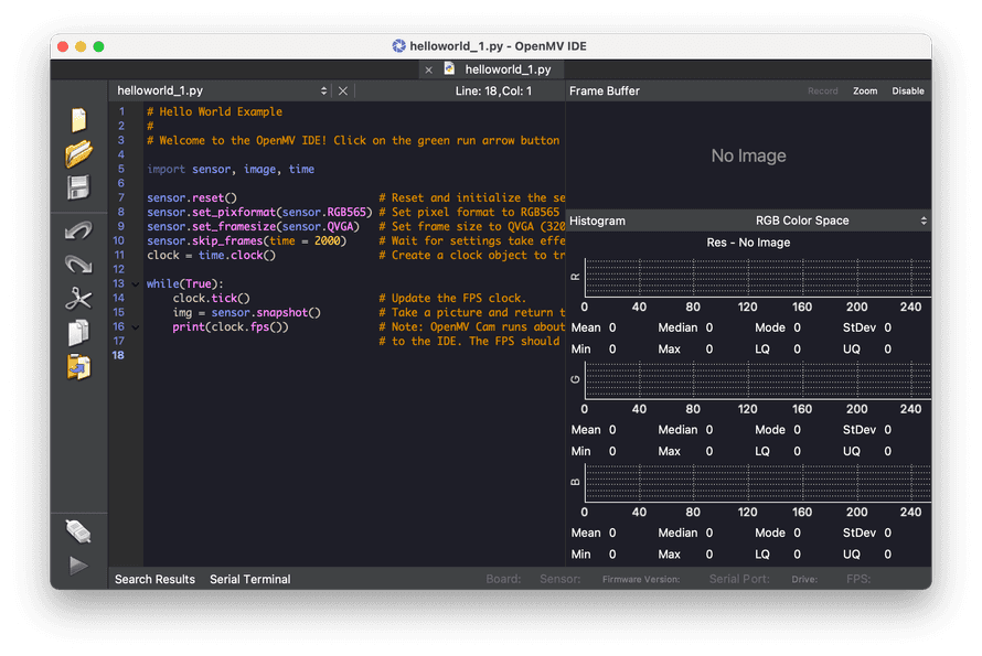 OpenMV editor.
